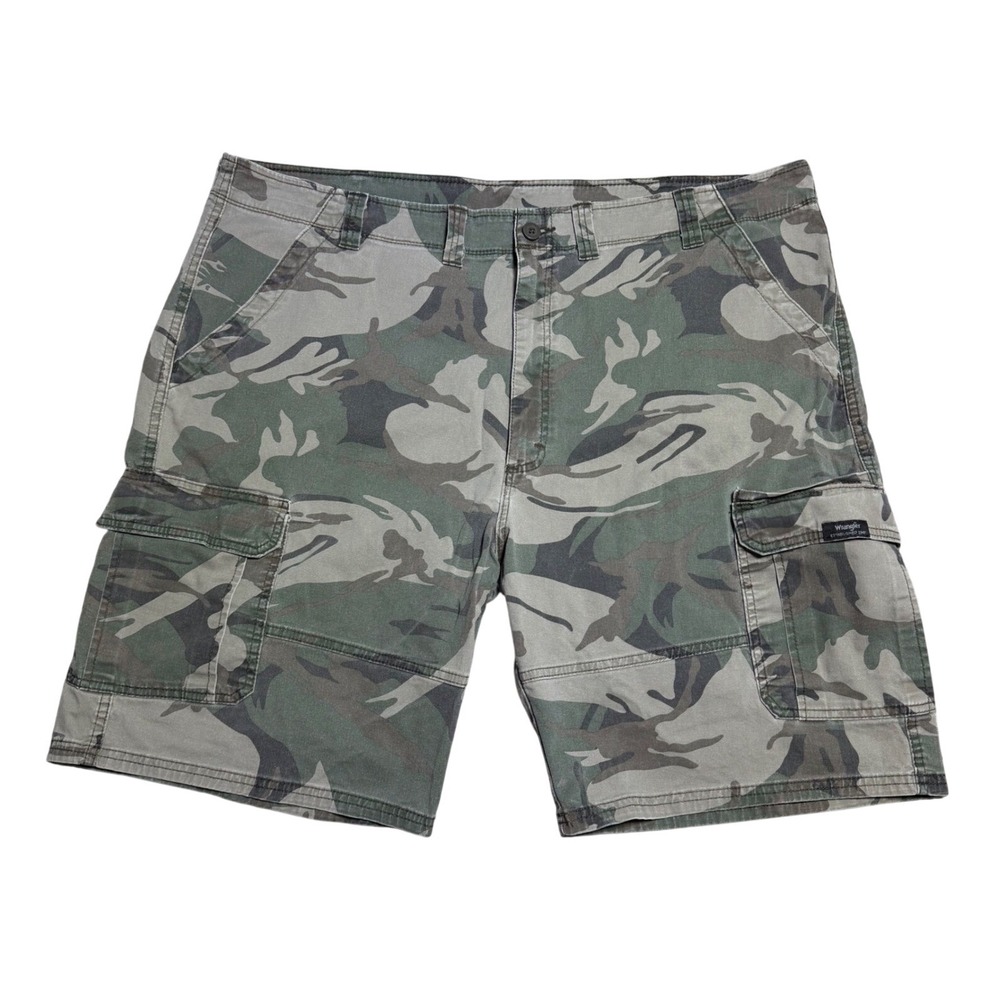 Wrangler Men XL 44 Cargo Short Green Camo Utility Outdoor Military Work Army Y2K